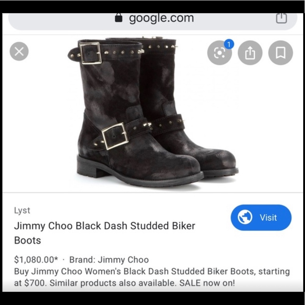 Jimmy Choo ✨ Suede Gold Studded Biker Moto boots